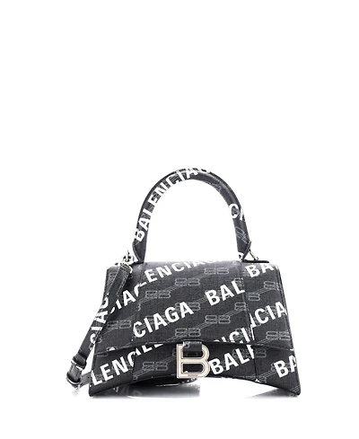 Pre-Owned Balenciaga Small Hourglass Top Handle Bag Monogram Coated Canvas