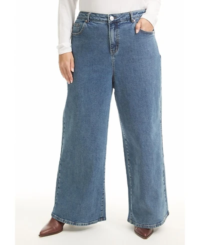 June + Vie Women's Plus Fit High-Rise Jeans