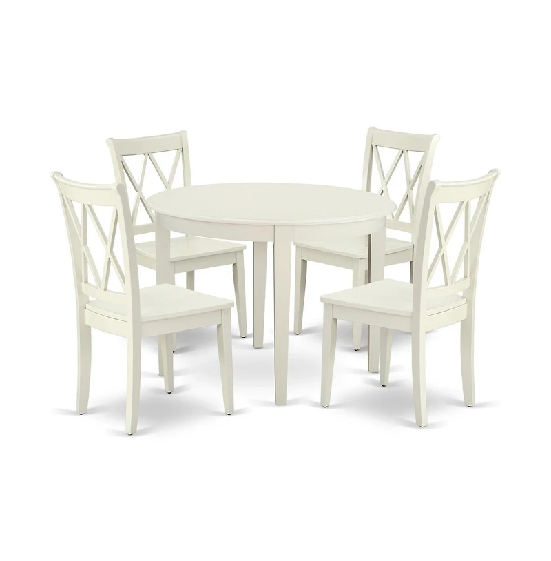 East West Furniture Dining Room Set Linen White
