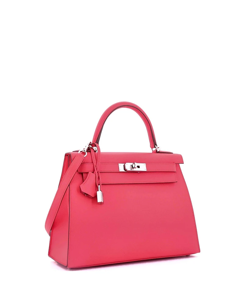 Pre-Owned Hermes Kelly Handbag Pink Epsom with Palladium Hardware