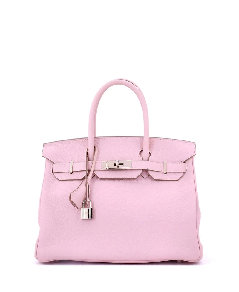 Pre-Owned Hermes Birkin 30 Handbag Pink Clemence with Palladium Hardware
