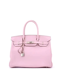 Pre-Owned Hermes Birkin 30 Handbag Pink Clemence with Palladium Hardware