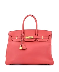 Pre-Owned Hermes Birkin 35 Handbag Pink Clemence with Gold Hardware