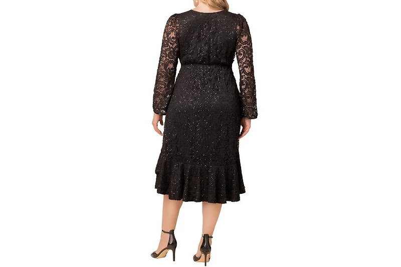 Kiyonna Women's Plus Cosmopolitan Sequin Lace Cocktail Dress