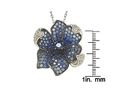 Suzy Levian Sterling Silver Sapphire Flower Petal Pendant