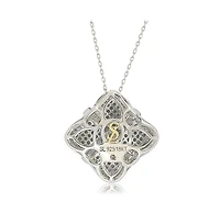 Suzy Levian Sterling Silver Sapphire & Created White Wrapped Cushion Pendant