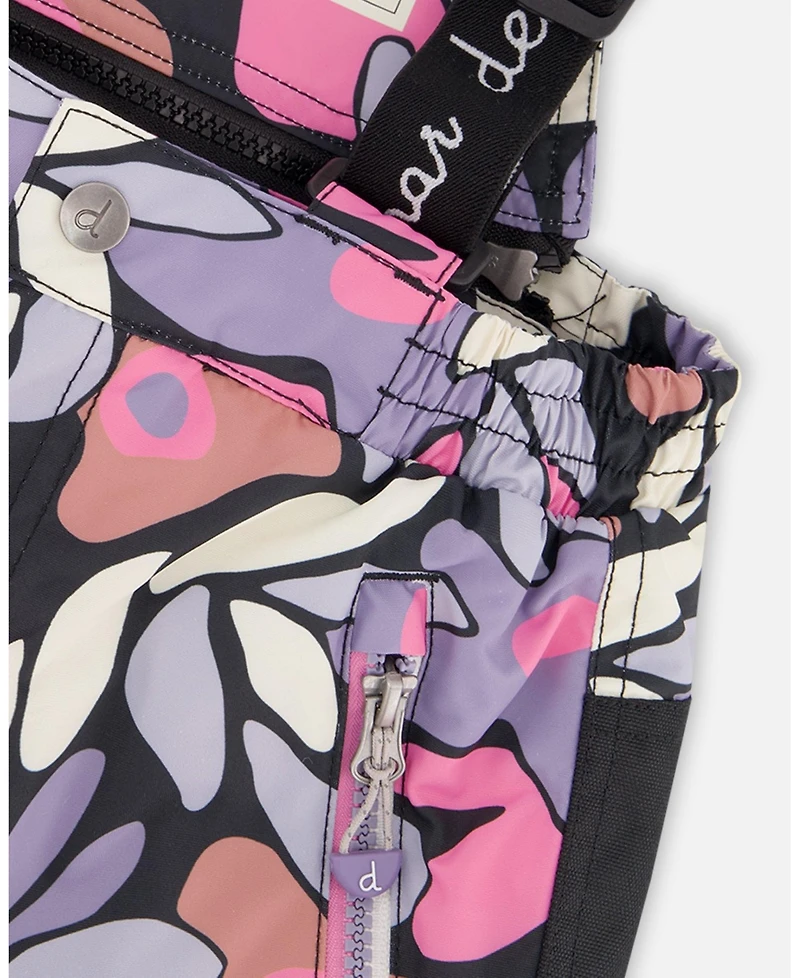 Deux par Girl Two-Piece Play Snowsuit Black Retro Flower Print - Child