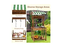 Akiudex Double-Sided Wooden Outdoor Play Kitchen with Grill and Accessories