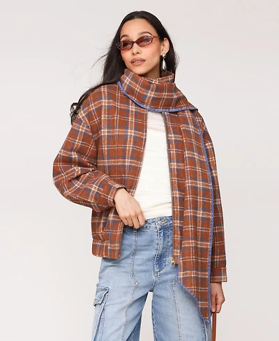 Avec Les Filles Women's Scarf Bomber Jacket