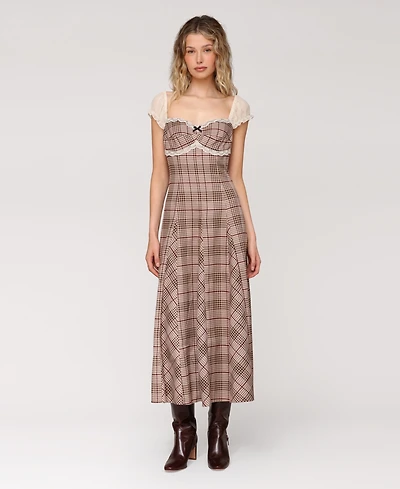Avec Les Filles Women's Puff Sleeve Godet Midi Dress