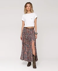 Avec Les Filles Women's High Slit Western Belt Maxi Skirt