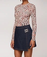 Avec Les Filles Women's Mini Envelope Denim Skort
