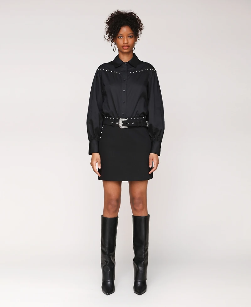 Avec Les Filles Women's Belted Western Mini Skirt