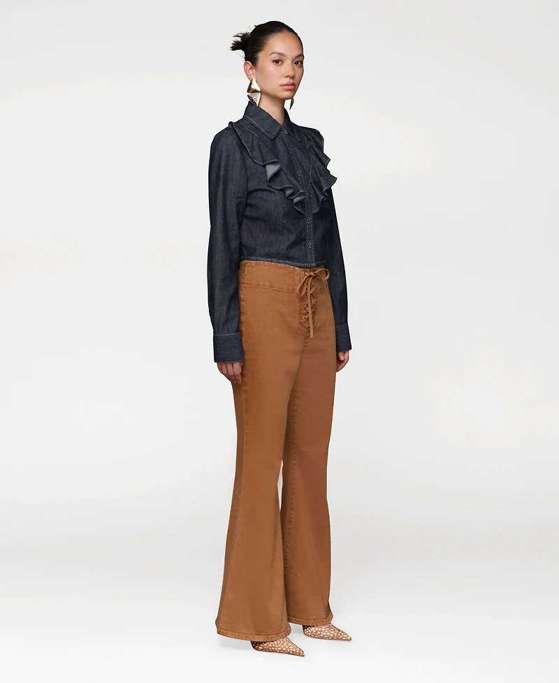 Avec Les Filles Women's Lace-Up Flare Pants