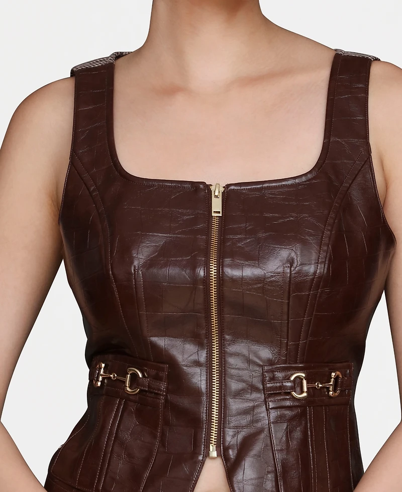 Avec Les Filles Women's Equestrian Detail Zip-Front Vest