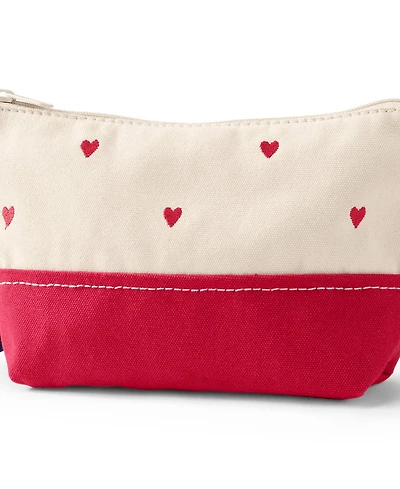 Lands' End Embroidered Zipper Canvas Pouch