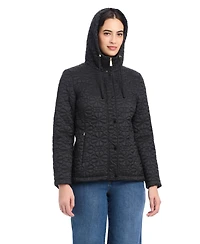 kate Spade new york Women's Short Flower Quilted Jacket With Hood
