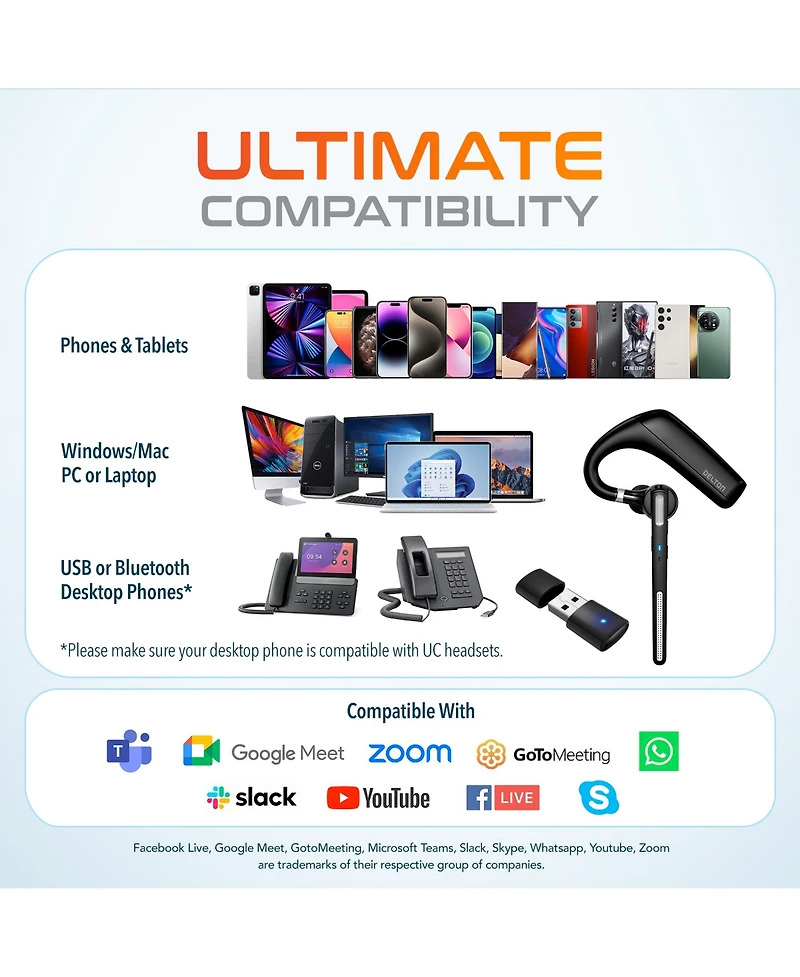 Delton 90X Wireless Bluetooth Earpiece with Noise Cancelling Microphone (DBTHEAD90X)