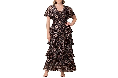 Kiyonna Women's Mon Ange Tiered Lace Evening Gown