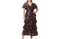 Kiyonna Women's Mon Ange Tiered Lace Evening Gown