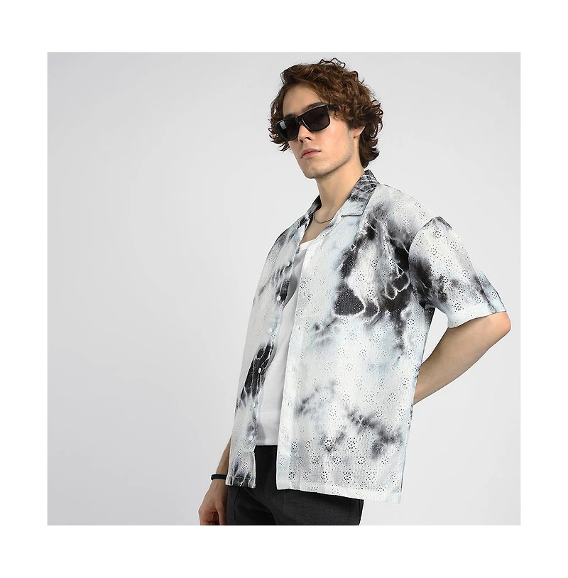 Campus Sutra Men's Tie-Dye Knit Oversized Shirt
