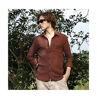 Campus Sutra Men's Solid Tactile-Woven Shirt