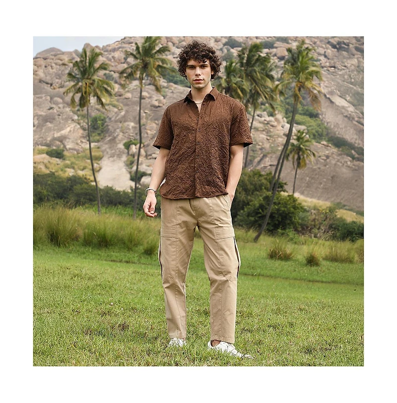 Campus Sutra Men's Crumple-Tactile Shirt