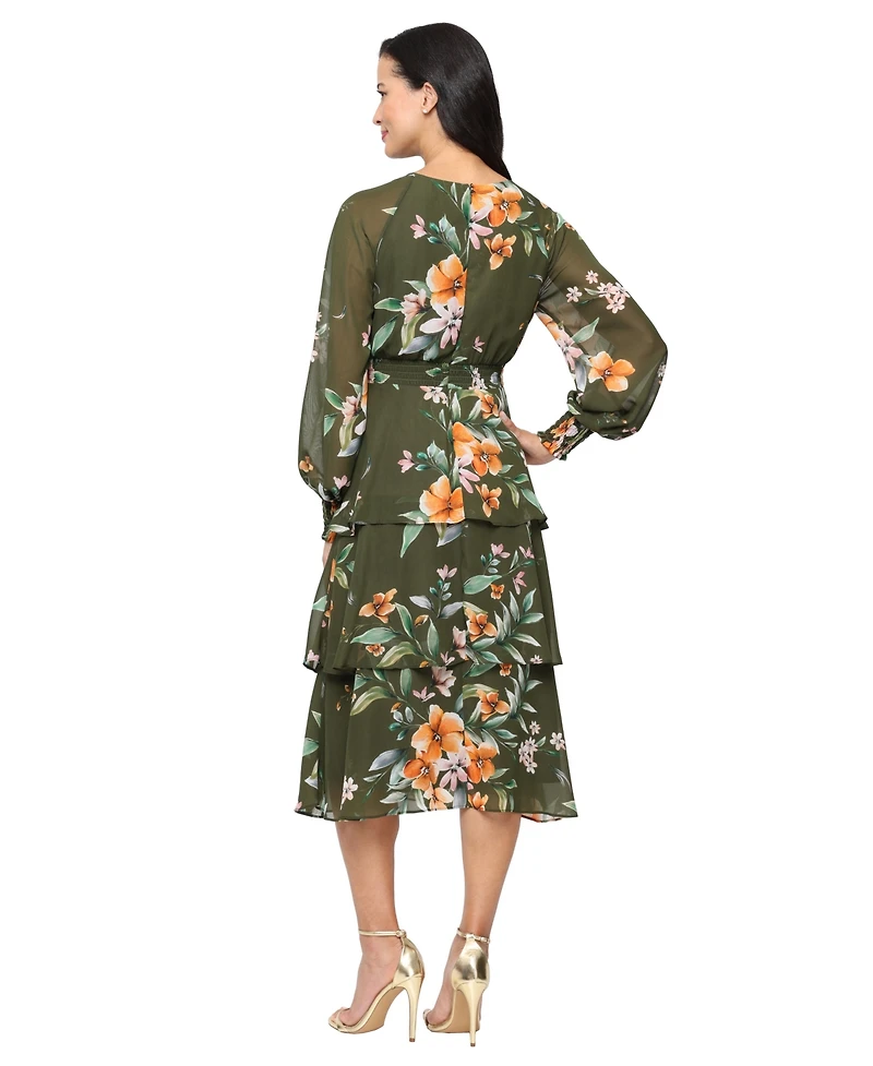 Sl Fashions Women's Bell Sleeves Midi Dress