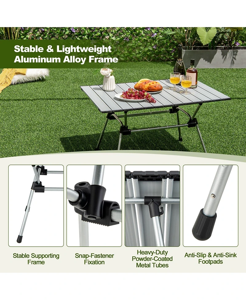 Folding Heavy-Duty Aluminum Camping Table with Carrying Bag