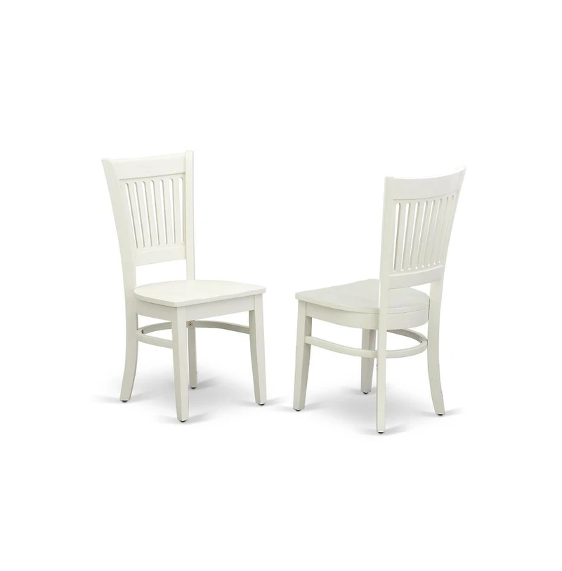 East West Furniture 3-Pc Modern Dining Table Set- 2 Dining Chair and Wooden Dining Table - Wooden Seat and Slatted Chair Back - Linen White Finish