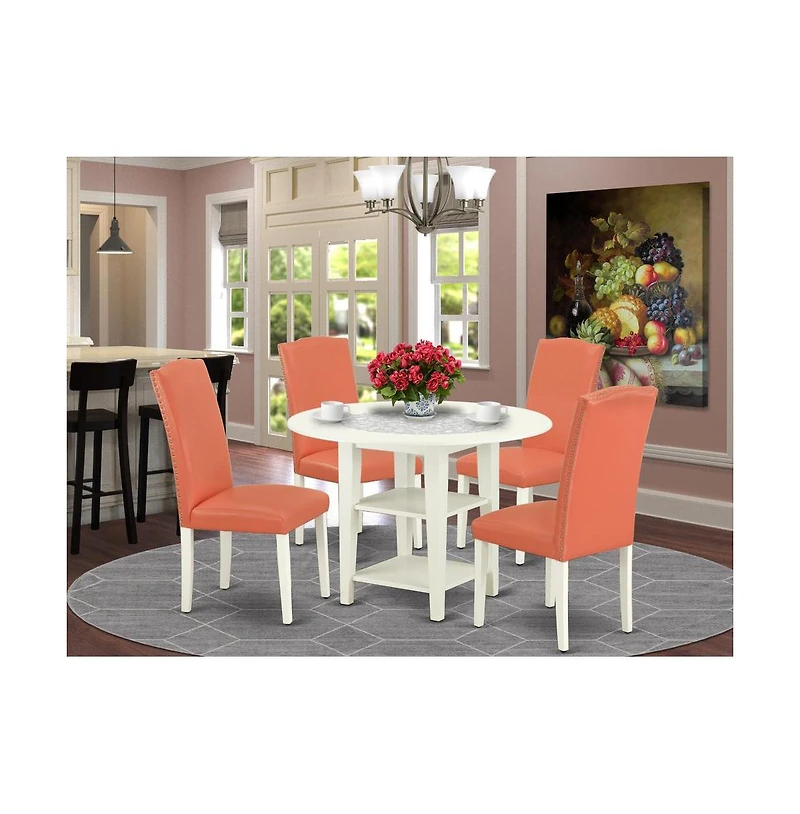East West Furniture Dining Room Set Linen White