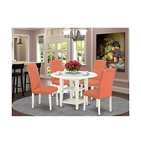 East West Furniture Dining Room Set Linen White
