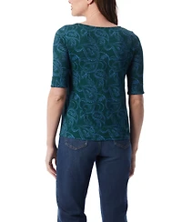Gloria Vanderbilt Women's Alanis Printed Cuffed-Sleeve T-Shirt