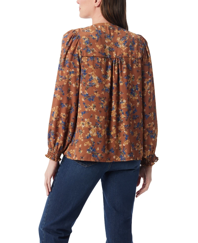 Gloria Vanderbilt Women's Danika Pleated Peasant Long Sleeve Top