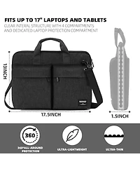 17-17.3 inch Slim Laptop Bag, Computer Carrying Case with Shoulder Strap, Notebook Handbag Cover for Men Women Fits Acer Asus Lenovo Hp Toshiba Black