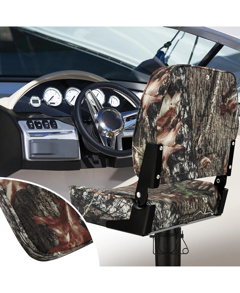Akiudex 2-Piece Folding Boat Seat Set with Sponge Padding - Camouflage