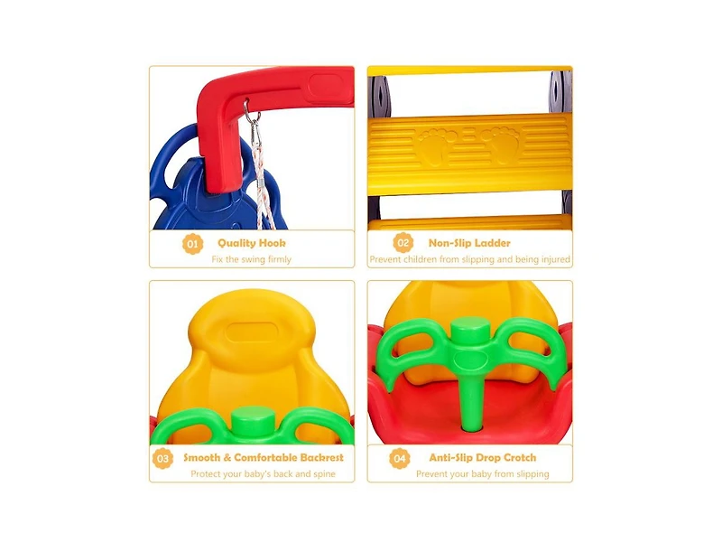 Akiudex 3-in-1 Toddler Climber and Swing Playset for Active Fun