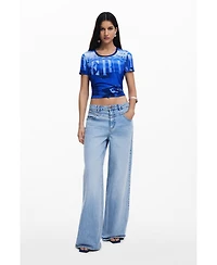 Desigual Women's Wide Leg jeans with V waist