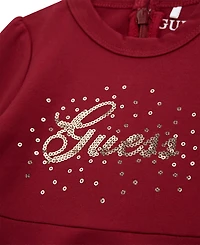Guess Baby Girls 2-Piece Ponte Long Sleeve Dress and Bloomer Set
