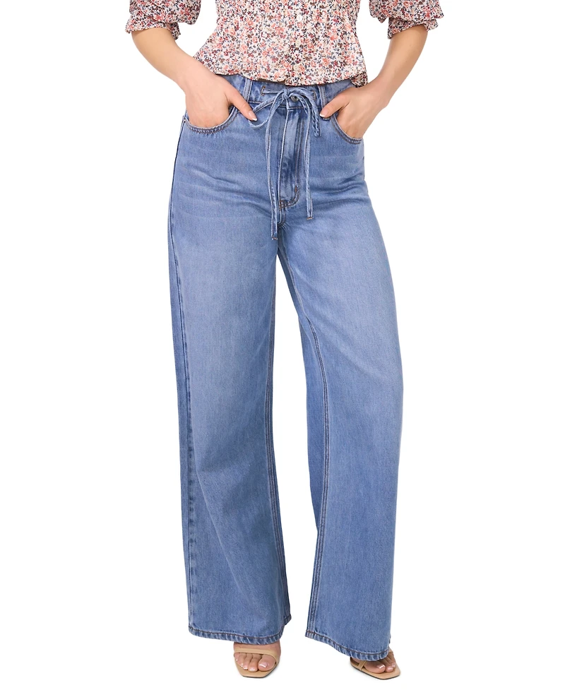 1.state Women's Tie Waist Mid Rise Boyfriend Jeans