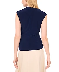 1.state Women's Draped Sleeve Mock Neck Knit Top