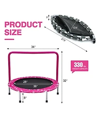 36 Inch Kids Mini Trampoline Rebounder with Full Covered Handrail