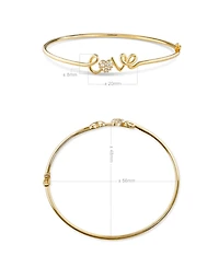 Devata Love Script Bangle Bracelet in 14K Gold, Fits Small Wrist, approx. 3.7 grams