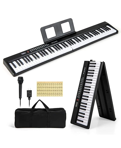 88 Key Folding Piano Keyboard with Wireless Midi Dual Speakers 1000 Timbres