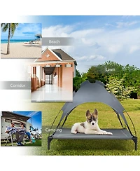 Portable Elevated Outdoor Pet Bed with Removable Canopy Shade - 42 Inch