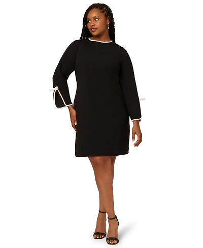 Adrianna Papell Plus 3/4-Sleeve Crewneck Dress