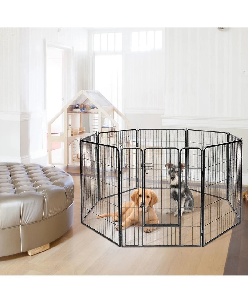 8 Metal Panel Heavy Duty Pet Playpen Dog Fence with Door - 48 Inches