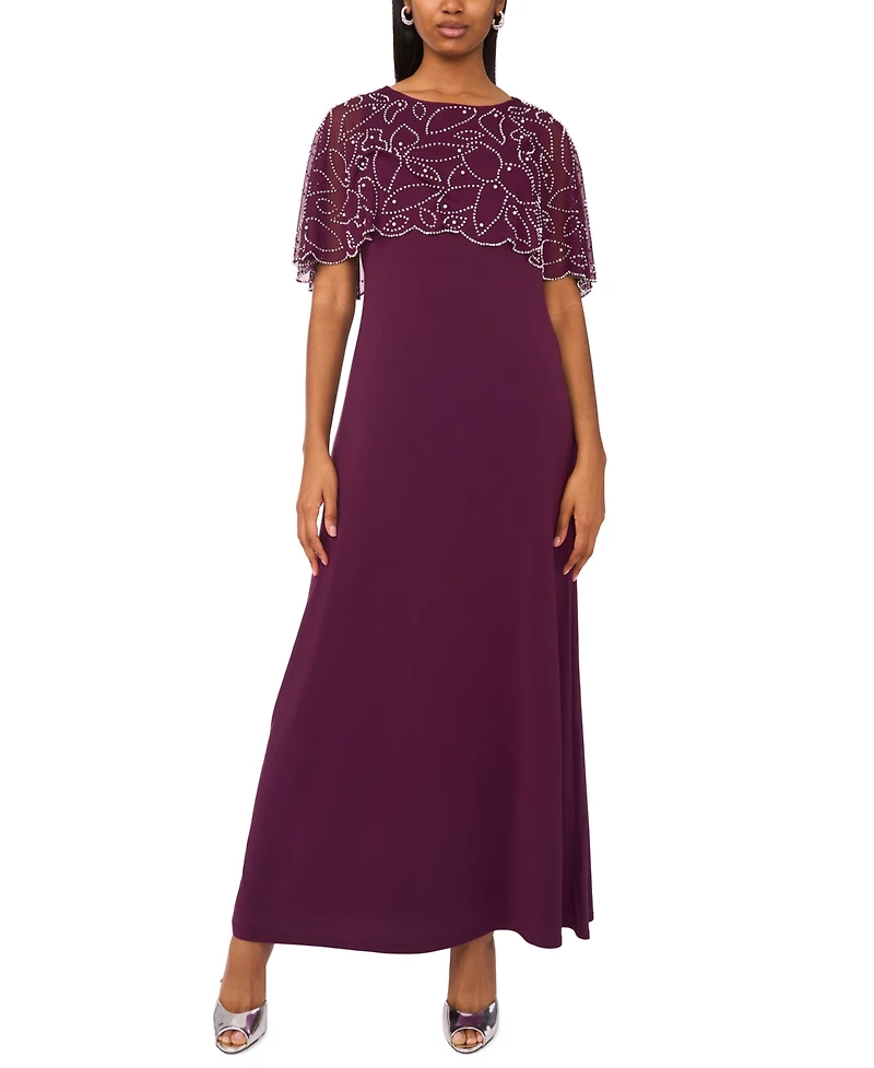 Msk Women's Combo Faraj Cape Maxi Dress
