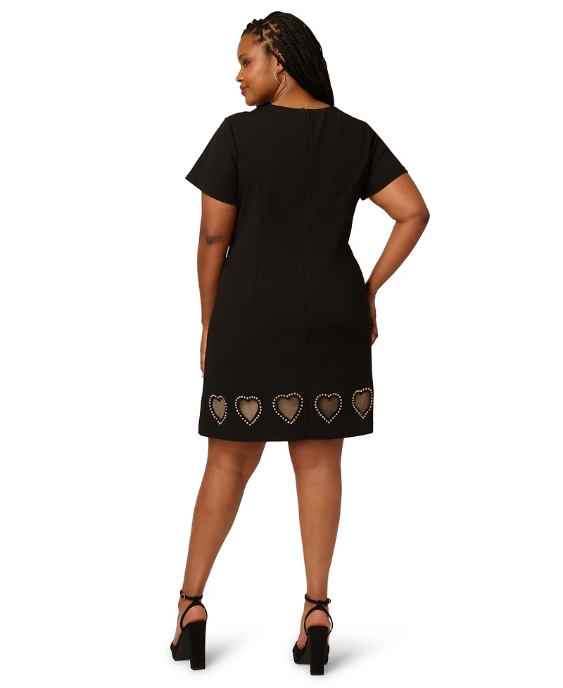 Adrianna Plus Women's Beaded Knit Crepe Sheath Dress