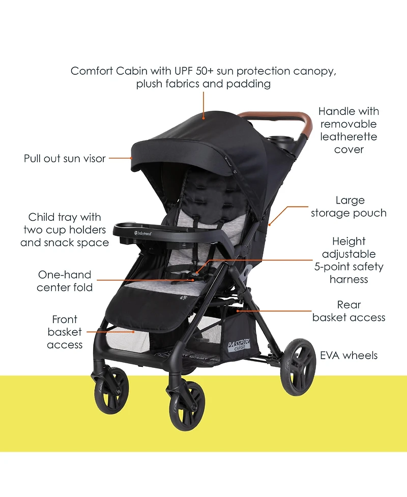 Baby Trend Passport Cargo Travel System (with Ez-Lift Plus Infant Car Seat) - Black Bamboo